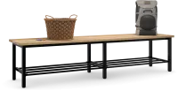 Freistehende Sitzbank mit Holzleisten inkl. Schuhrost
